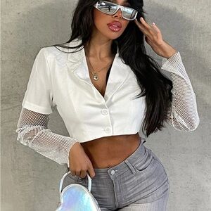 Cropped bedazzled blazer